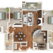 Floor plan for 3 beds, 2 baths, 1566 sqft